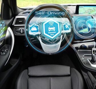 Black self-driving autonomous car